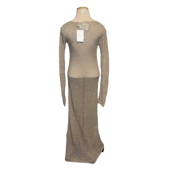 NWT By Malene Birger Woman Evine Beige Linen Cotton Blend Mesh Maxi Dress - Picture 5 of 10